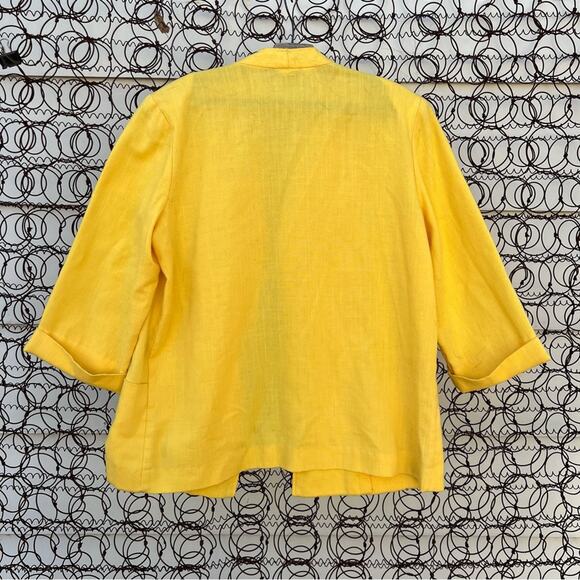 Vintage KH2 rough woven yellow open front boxy oversized blazer - Picture 4 of 5